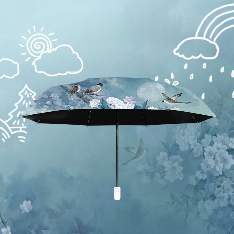 New Chinese Style For Shade, Sun UV Protection, Women's Fully Automatic Rain Dual-use, Compact And Portable Folding_voghion.com