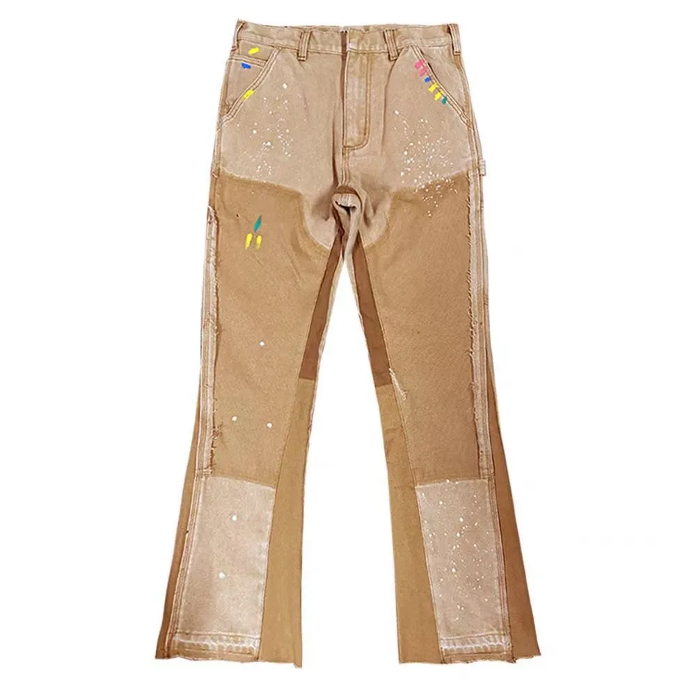 Ksubi Pantalon évasé en denim à patch élastique pour homme, style européen et américain, vêtement de travail tendance, tendance, design_voghion.com
