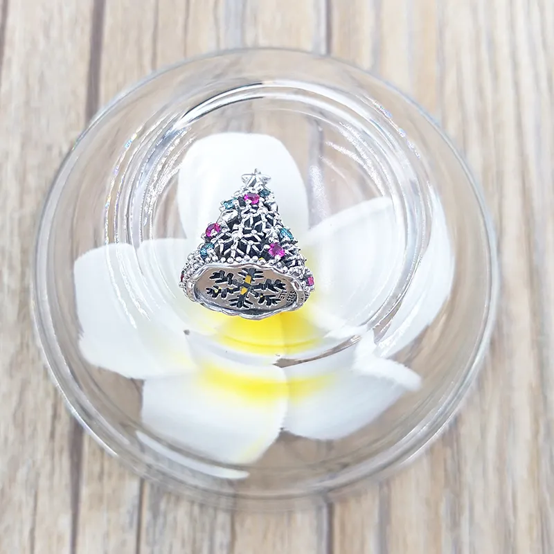 ciondoli creazione di gioielli in argento sterling braccialetto fatto a mano catena kit di perline albero di Natale glitterato collane carine per donne uomini coppia ba_voghion.com