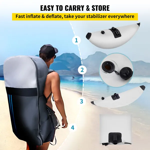 Kayak Outrigger Stabilizer, 2 PCS, PVC Inflatable Outrigger Float With Sidekick Arms Rod, Standing Float Stabilizer_voghion.com