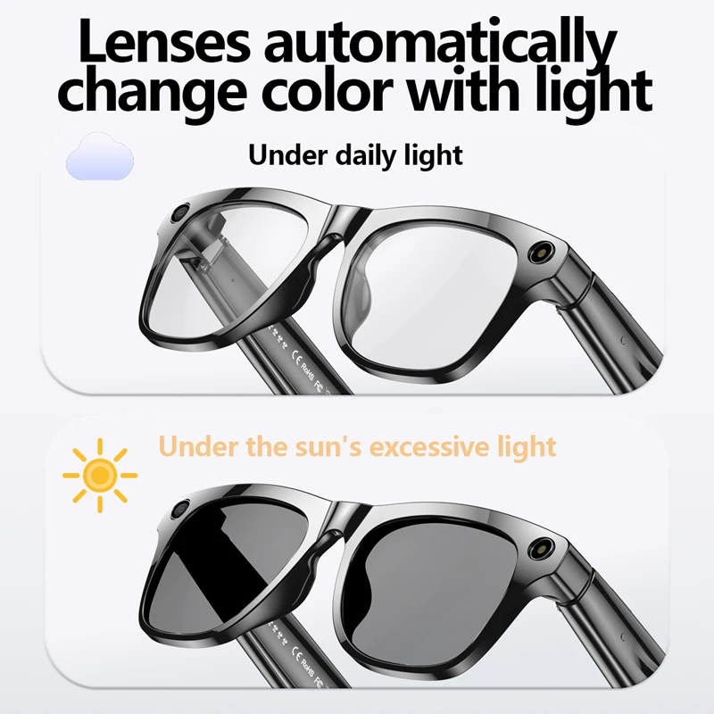 1080P HD Smart Glasses Color-changing Lens Bluetooth AI GPT Camera Call Voice Assistant Translate Identify Objects Smart Glasses_voghion.com