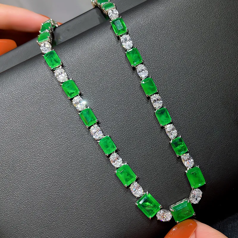 Ketten 2022 S Sier Halskette Klassische grüne Frauen Advanced Smaragd Weiblicher Schmuck_voghion.com