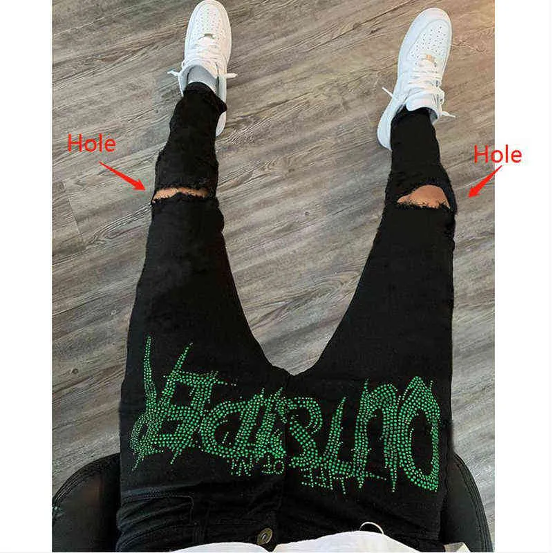 Nouveau jean noir pour homme, jogging rétro, taille haute, design skinny, troué, chaud, drilg, extensible, petits pieds, pantalon en denim délavé_voghion.com
