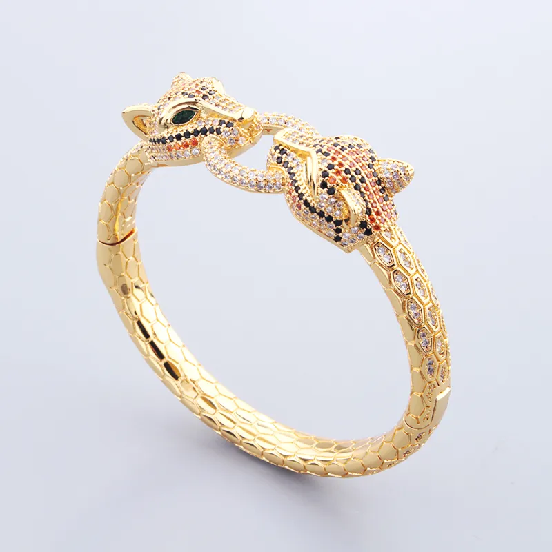 new fashion gold two Leopard sier bangle bracelets for girls women daughter mom Fashion unisex jewelry designer Women_voghion.com