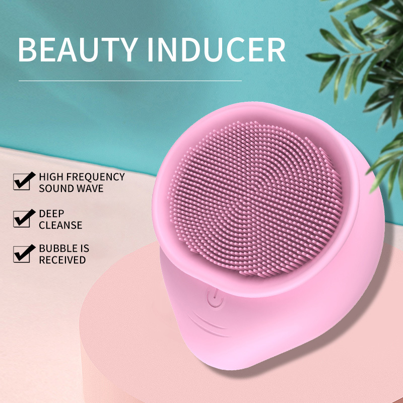 Pārrobežu karstā izpārdošana Silikona sejas mazgātājs Akumulators Elektriskais sejas tīrīšanas līdzeklis Ultraskaņas poru tīrīšanas masāžas sejas birste_voghion.com