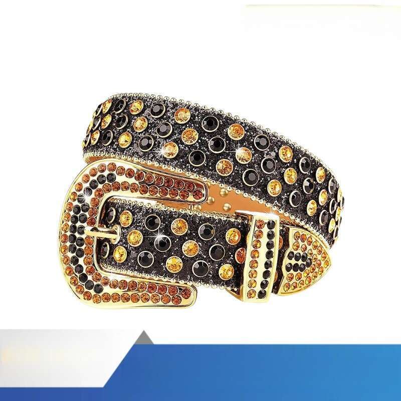 Neuer Jeansgürtel mit Strassverzierung für Damen_voghion.com