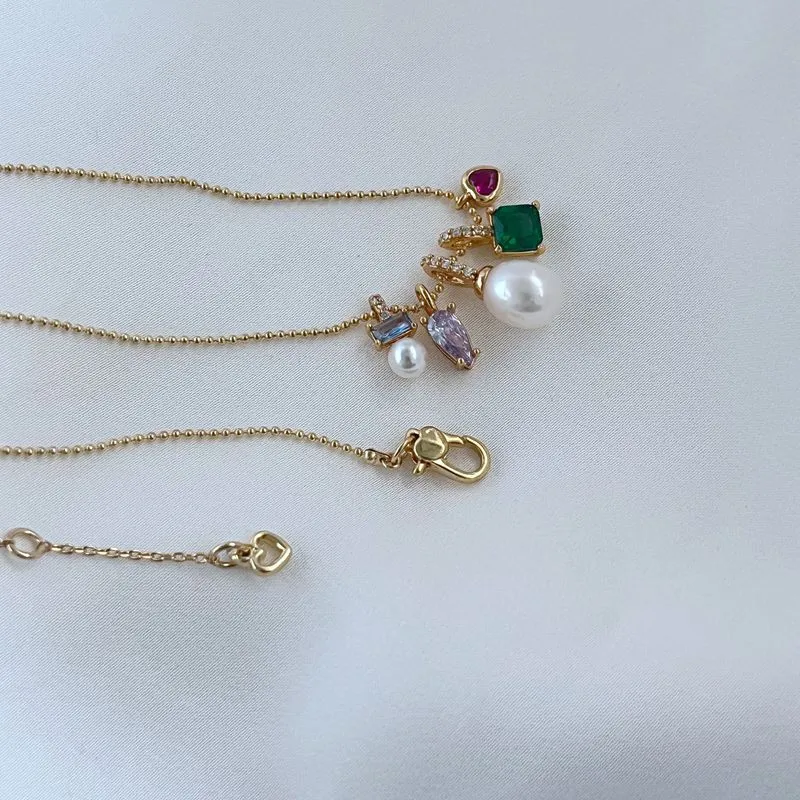 Fashion Ring Pearl Necklace For Women Simple Fresh Colorful Stone Style Love Heart Designer Zircon Nature Sister_voghion.com
