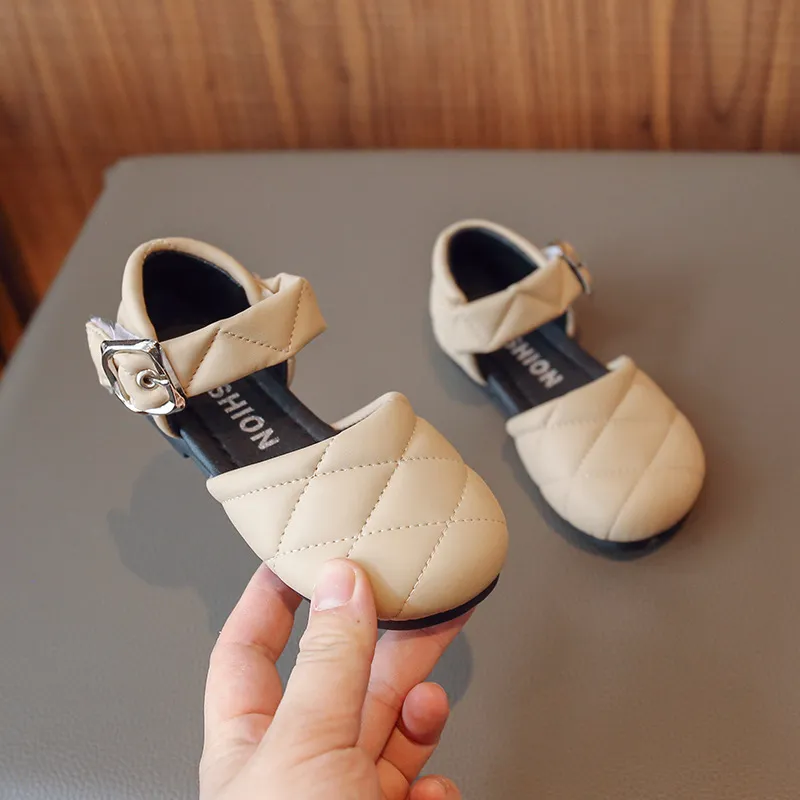 Pantofi pentru copii, fete, cu vârful închis, stil prințesă, design nou, triplu negru, mărime gratuită, livrare gratuită_voghion.com