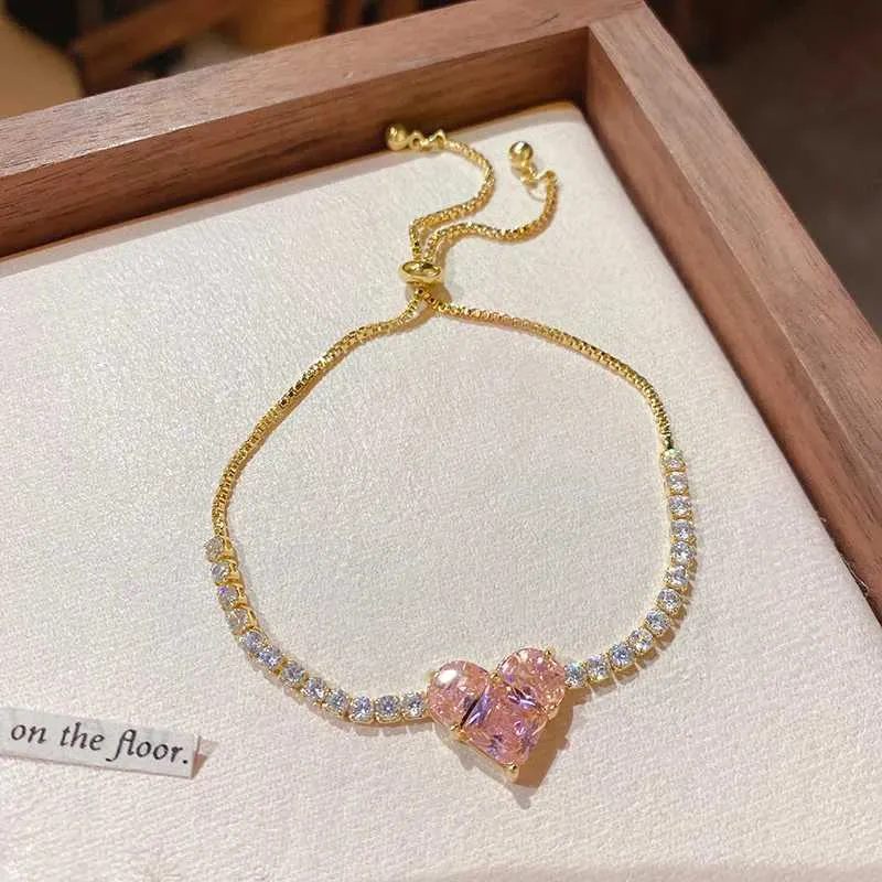 Bracciale con strass e cristallo rosa placcato oro per donna_voghion.com