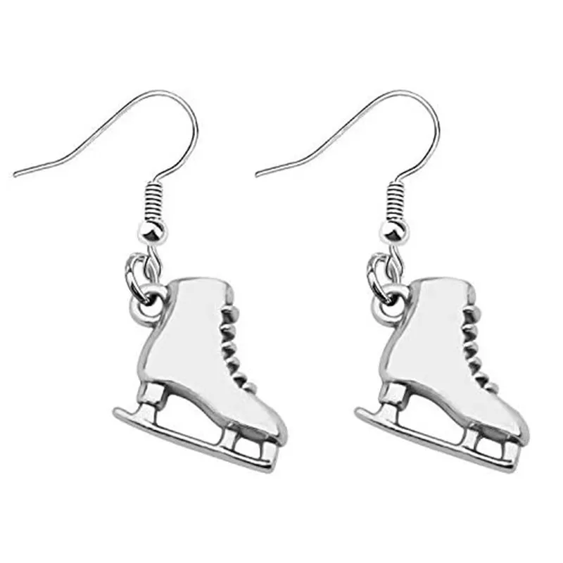 Chaînes Sports d'hiver Patinage Patins à roulettes Boucles d'oreilles Collier 3D créatif_voghion.com