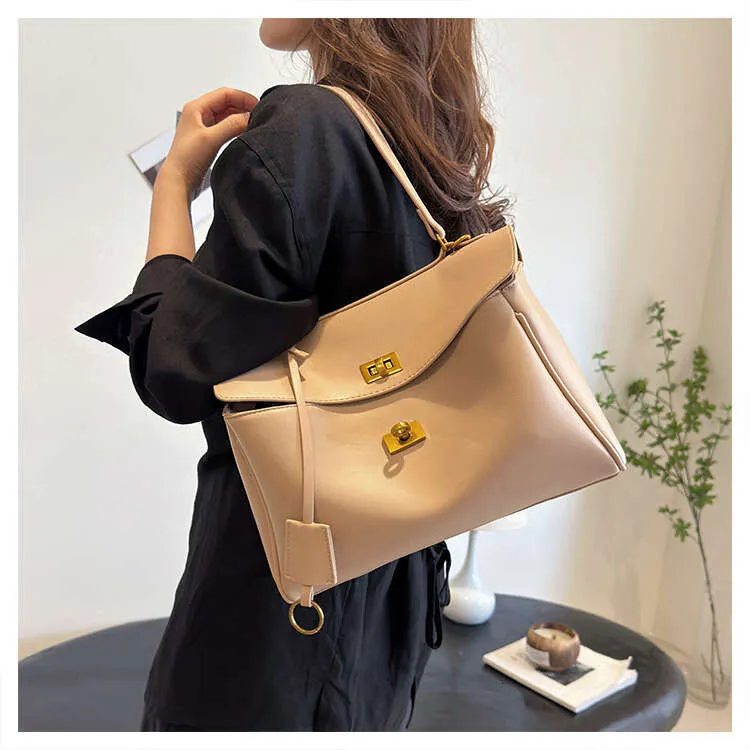 Enkel håndtaske til kvinder i PU-læder med stort håndtag og crossbody-taske til daglig indkøbspose til damer_voghion.com