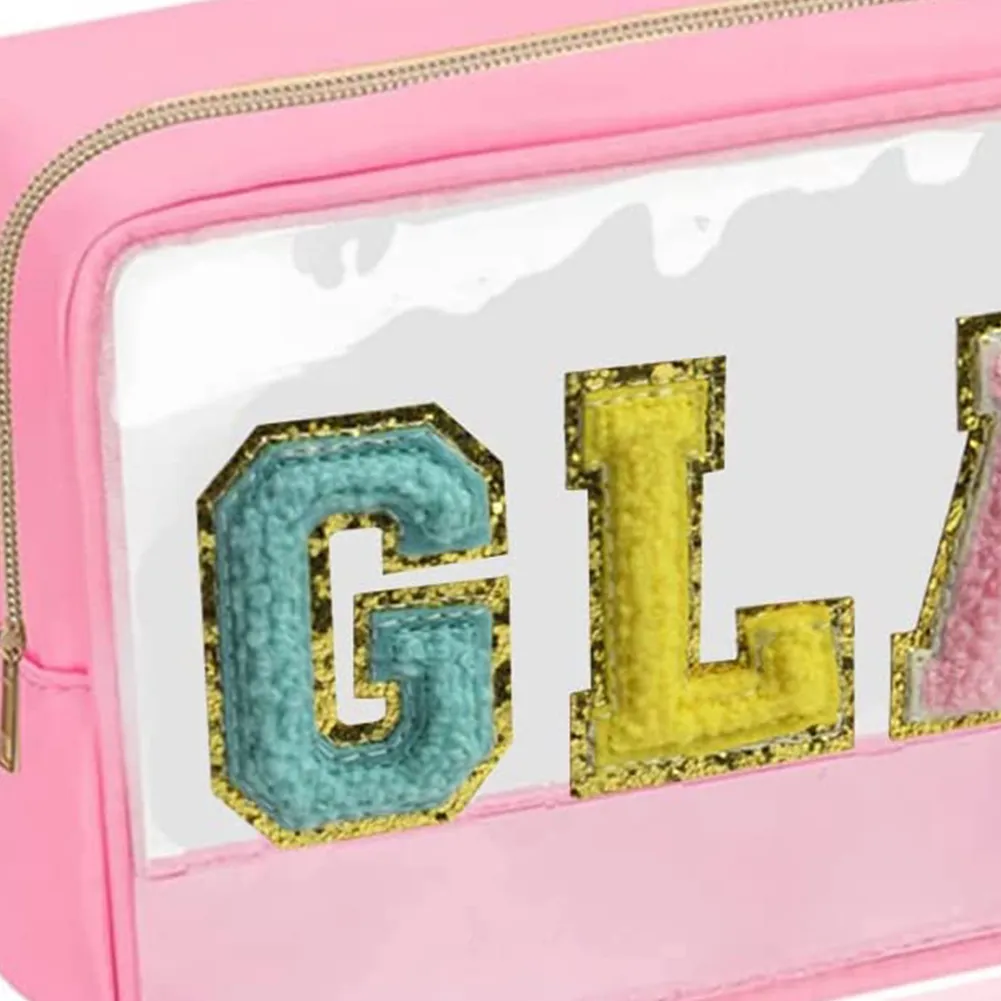 Mode Kosmetiktasche Große Kapazität Casual Organizer Clutch Taschen Transparent Bestickte Buchstaben Patches Tragbar Für_voghion.com