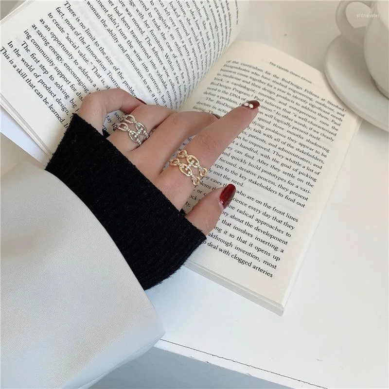 Pendant Necklaces Fashion Gold Color Metal Pig Nose Ring Simple Opening Geometric Hollow Heart Year Rings For Women_voghion.com