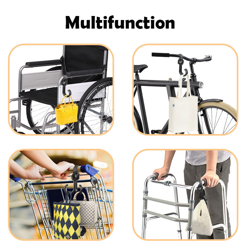 10Pcs Double Hook Baby Stroller Hanger 360-degree Rotation Adjustment Cart Hook and Loop Fastener Stroller Accessories_voghion.com