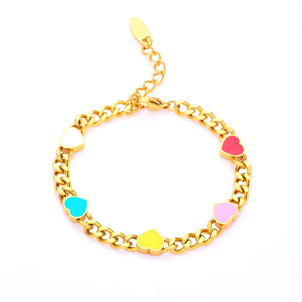 Bracciale a catena con ciondolo a cuore smaltato in titanio donna_voghion.com