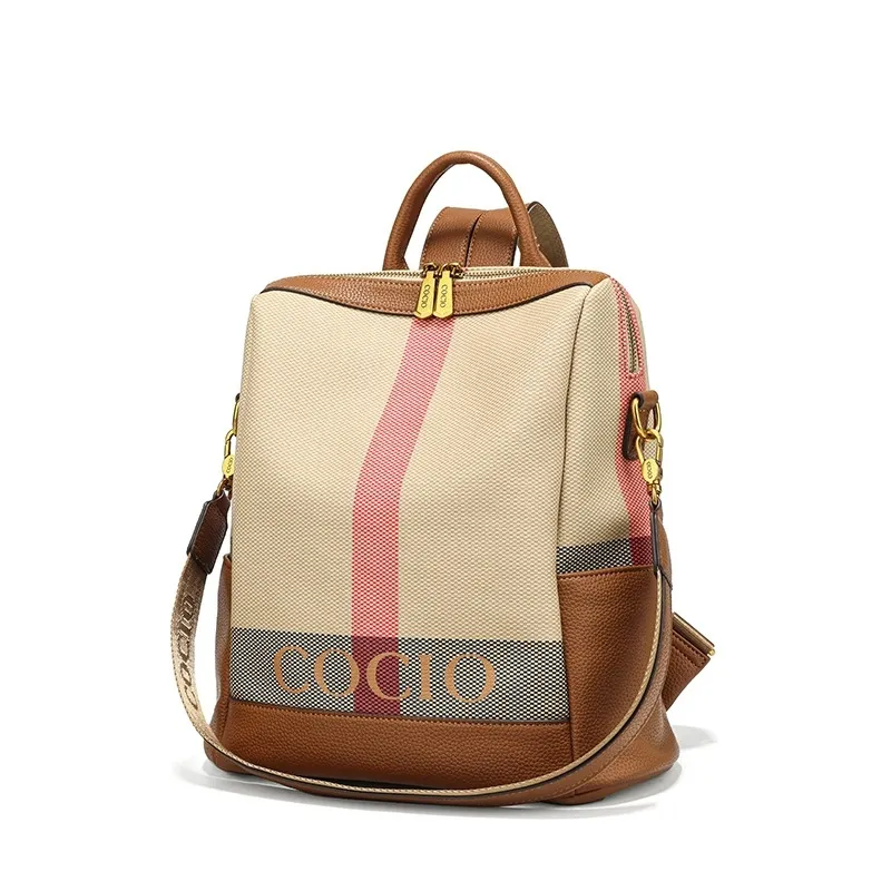 COCIO Designer Grid Patterned Large Capacity Fashionable Casual Backpack Mens And Womens Multifunctional Travel Bag_voghion.com