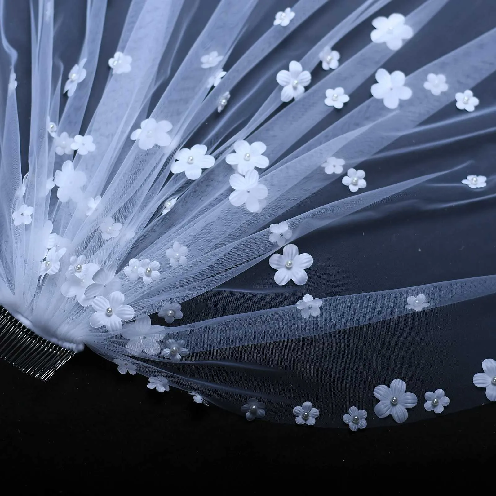 Hair Jewelry Short Wedding 3D Flowers Communion Wreath Girls Mini Bridal Veil Bachelorette Party Accessories for_voghion.com