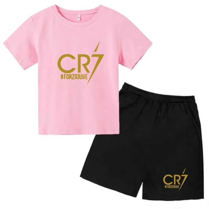 Summer Kid Boy Clothes Set Children Girls Football CR7 Star Printed T-shirts And Shorts 2 Pieces Suit Topm Bottom_voghion.com