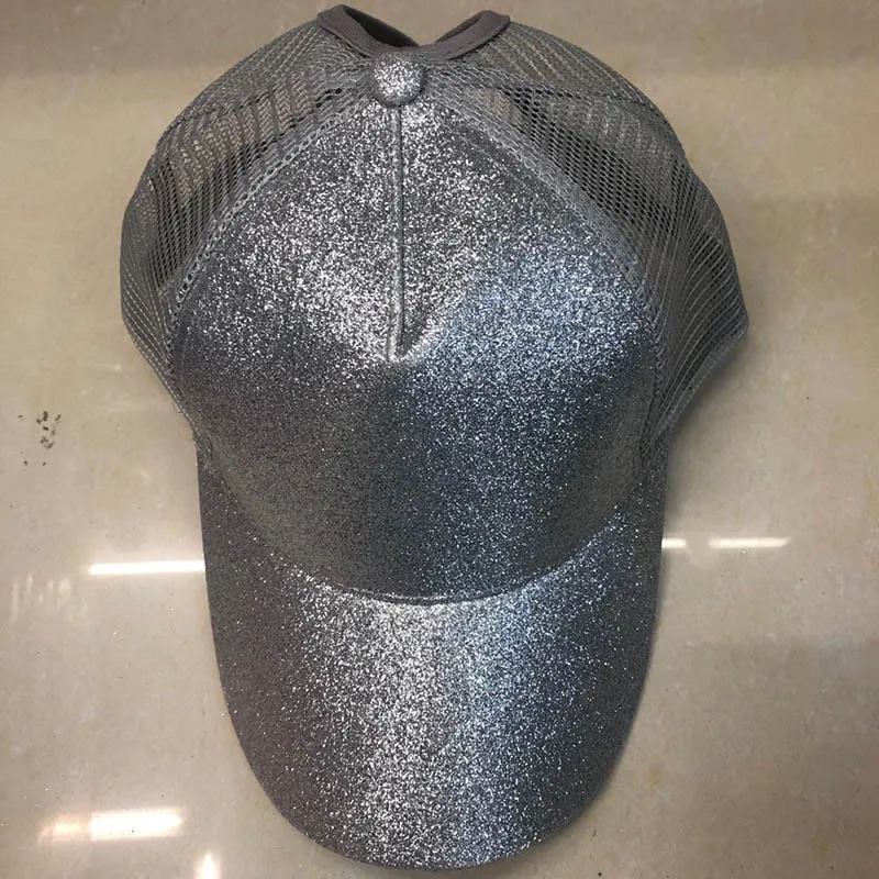 Fashion Glitter Ball For Women Mesh Breathable Summer Sun Hat Outdoor Sports Baseball Cap 12 Colors_voghion.com