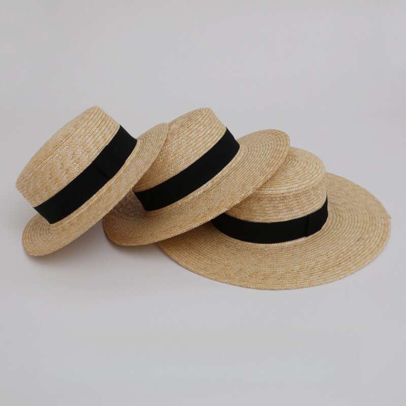 Straw Women's Hat, Flat Straw Hat, Summer Vacation, Beach Knit Hat_voghion.com