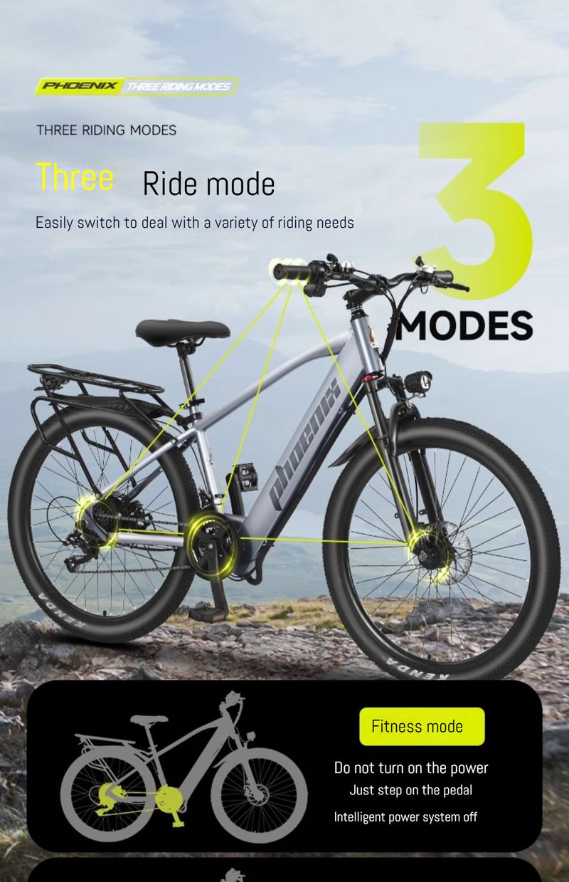 Phoenix lithium battery mountain 26 inch commuting assistance variable speed electric new national standard bike_voghion.com