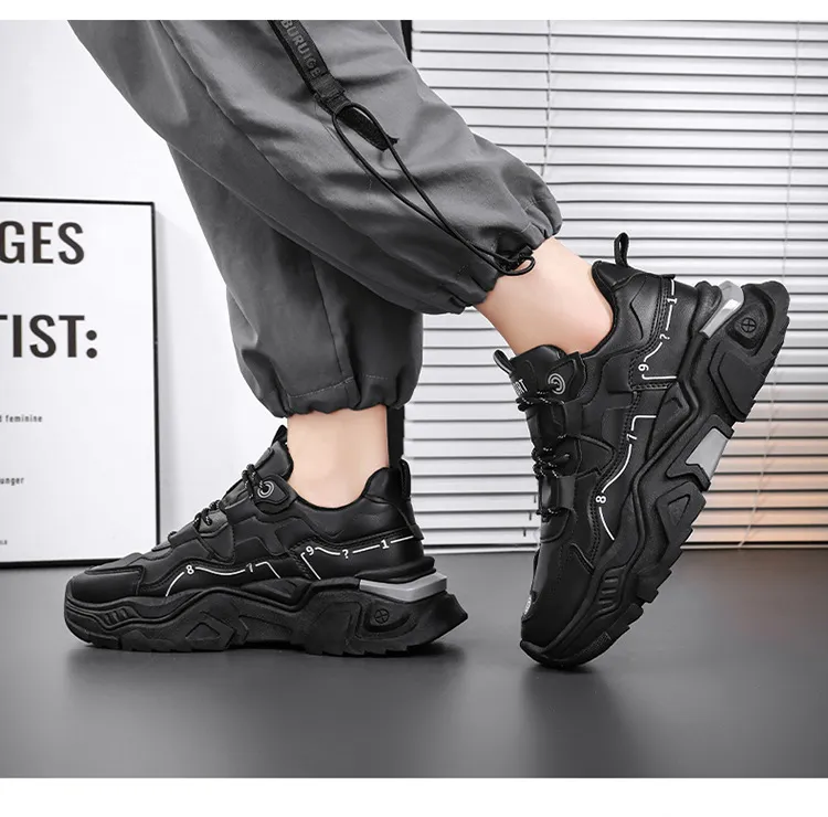 Men New Breathable Korean Version Trendy Versatile Inner Heightened Sneakers Casual Clunky Shoes White Free Shipping_voghion.com