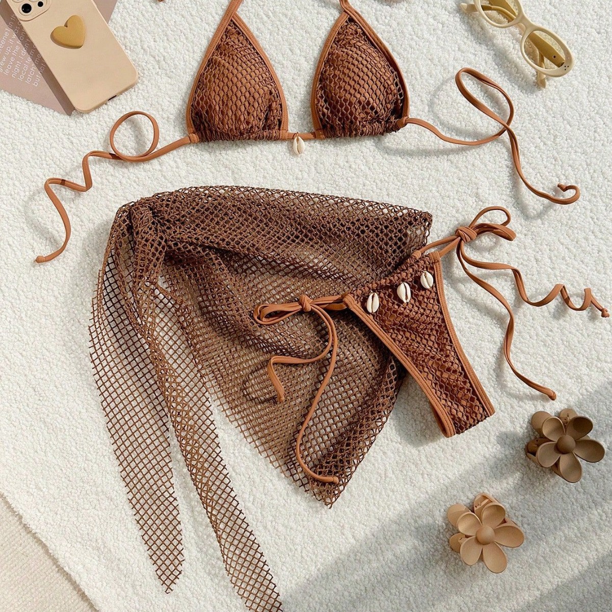 Women’s Clothing Bikini Swimsuit Mesh Three Piece Split Bikini Swimsuit