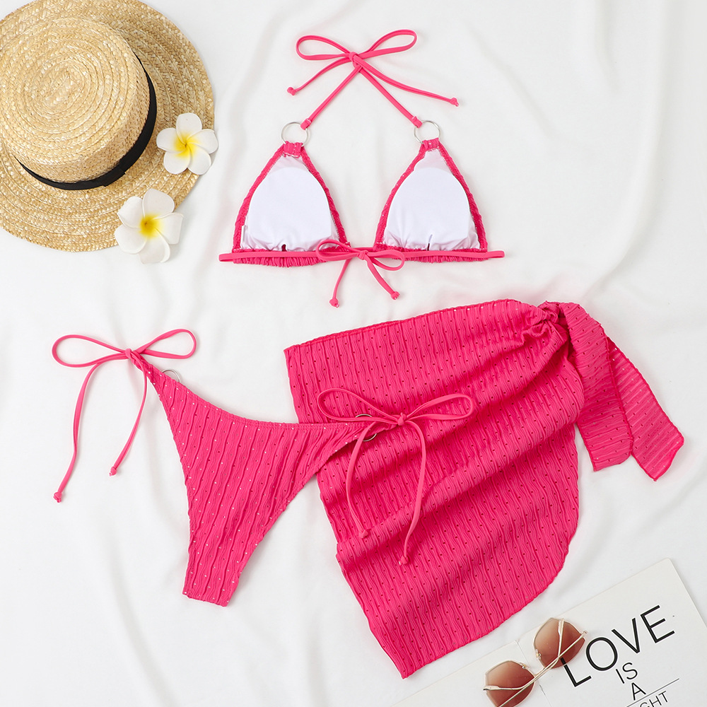 Maillot de bain trois pièces fendu pour femmes, pour la plage, les vacances en plein air, vente en gros, nouvelle collection_voghion.com