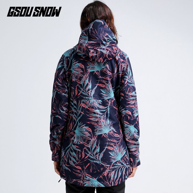 Snowwear women's top waterproof windproof slim body jacket veneer double board outdoor snow suit hoodie_voghion.com