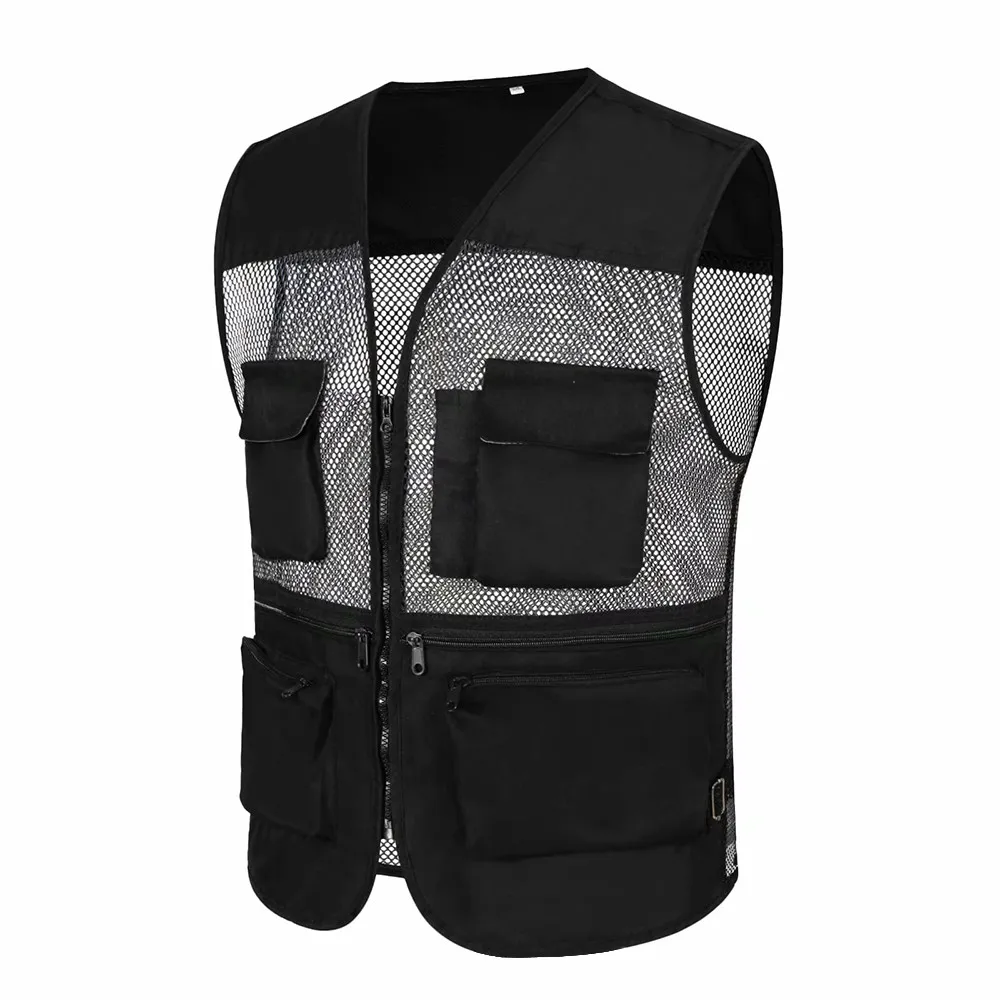 Gilet da uomo Toog Net Pchwork Gilet multitasche Uomo Streetwear Cargo Hip Hop Giacca Gilet Militare Bello All'aperto_voghion.com
