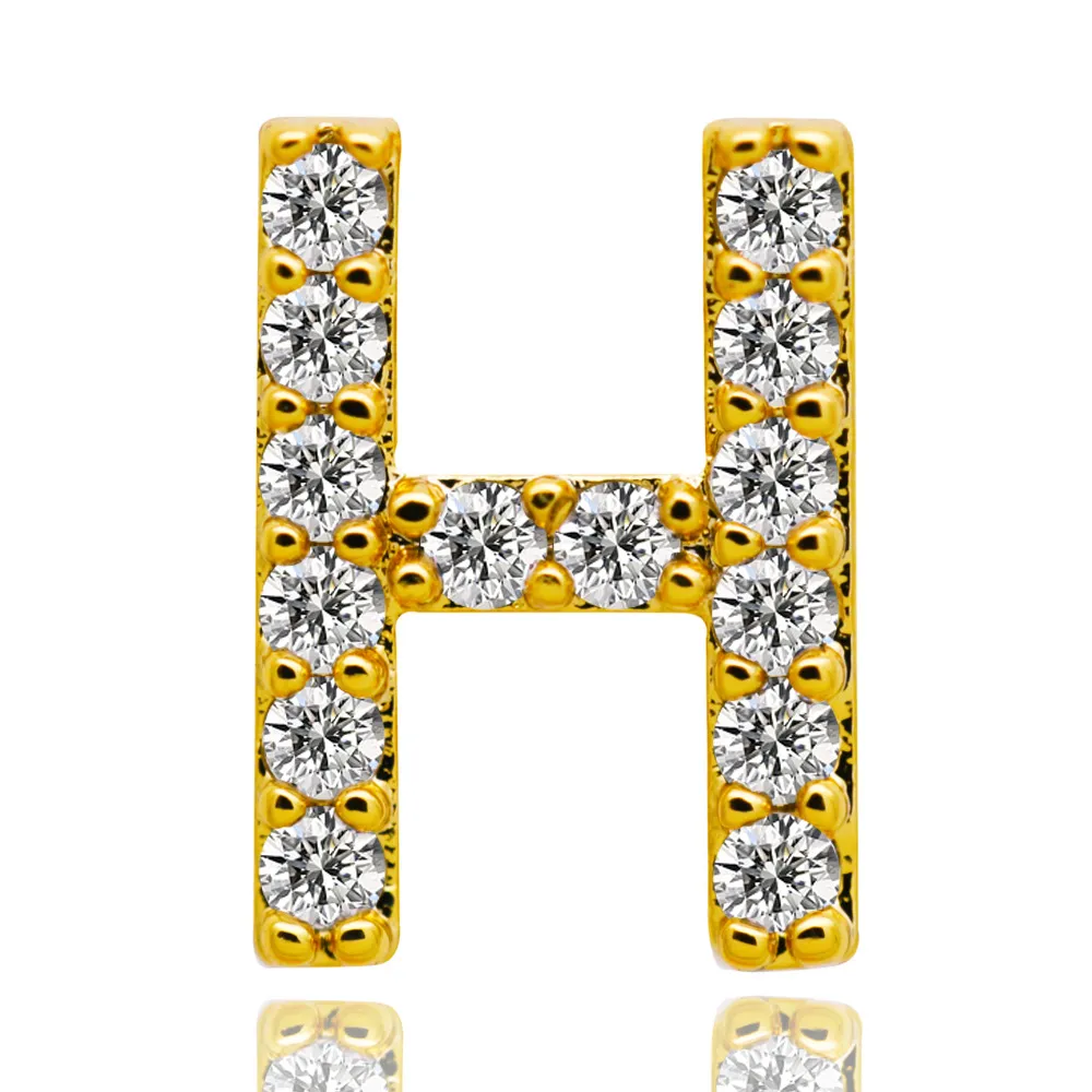 Weißgold Iced Out A-Z Custom Letter Grillz Volldiamant DIY Fang Grills Untere Zahnkappe Hip Hop Dental Mund Zähne_voghion.com