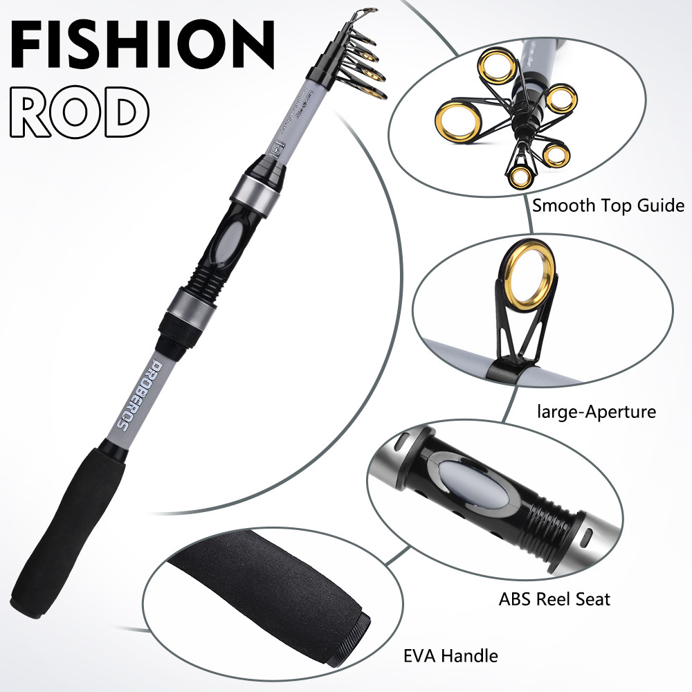 Conjunto de varas de pesca portáteis, varas de arremesso de longa distância, mini varas de pesca, carretilhas de pesca, linhas de pesca, iscas, varas de pesca, conjunto completo de varas de pesca_voghion.com