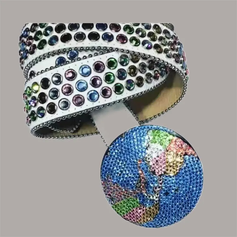 Ceinture en cuir avec boucle en bronze pour hommes, décontractée, de styliste, vert, violet, diamants brillants, bb, exquise, en forme de crâne_voghion.com