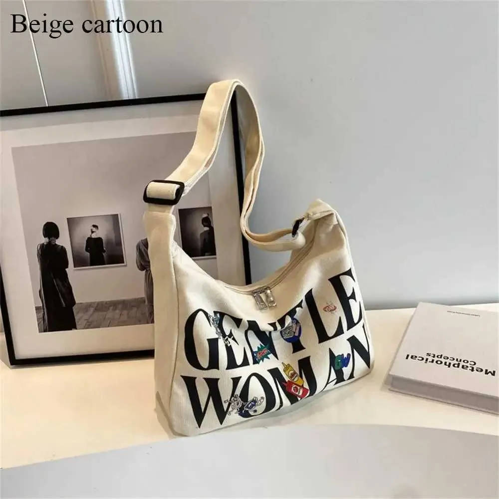 Sanfte große Kapazität Brief Canvas tragbare Schulter Student Cross Bag Fi Outdoor Handtasche Y241109_voghion.com