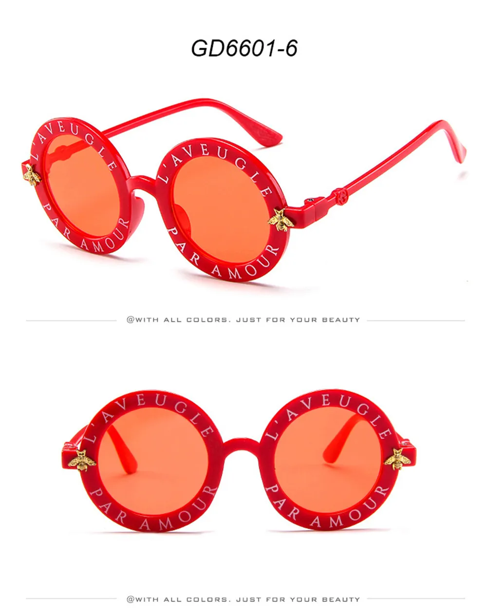 Sunglasses Fashion Small Round Kids Brand Designer Bee Children Boys Girls Baby Outdoors Goggle Shades Eyewear LC4L_voghion.com
