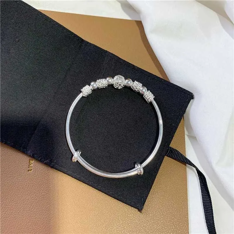 Beaded Bangle Bracelet For Women Sterling Silver Wedding Jewellery_voghion.com