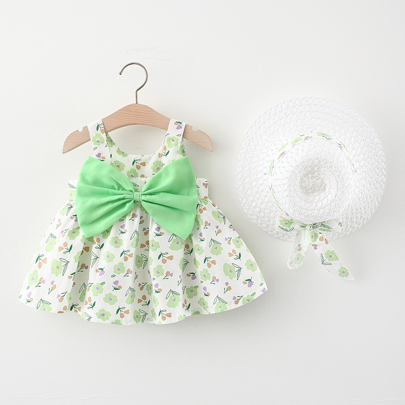 Newborn Baby Girl Dresse Summer Flower Printed Bows Princess Dress For Baby Cute Cotton Clothes Kids_voghion.com