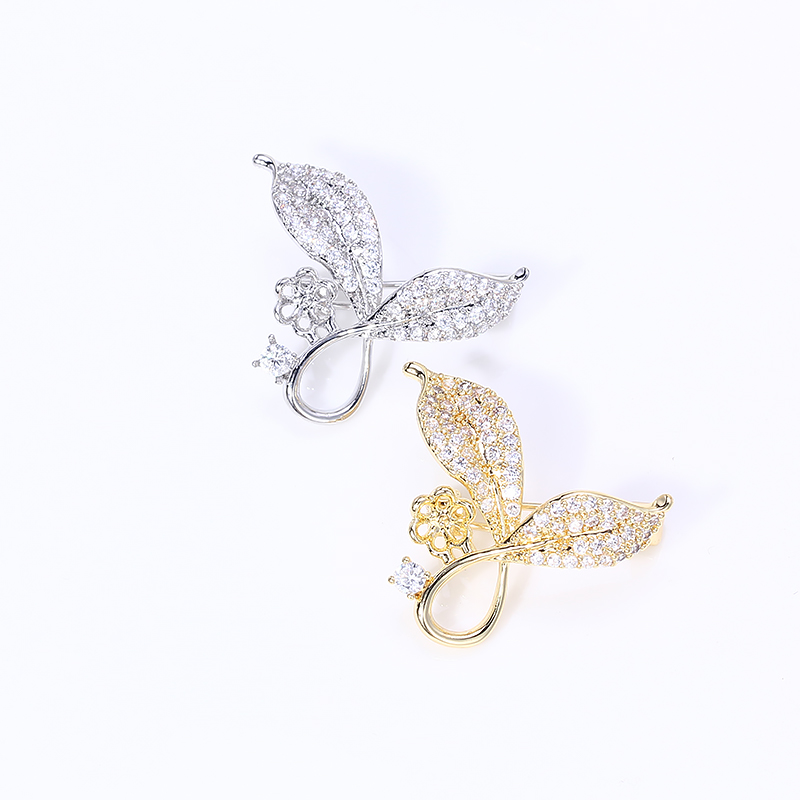 Accessori fai da te: scollo di perle, spilla a foglia, accessori antiriflesso in oro genuino placcato in rame, supporto vuoto_voghion.com