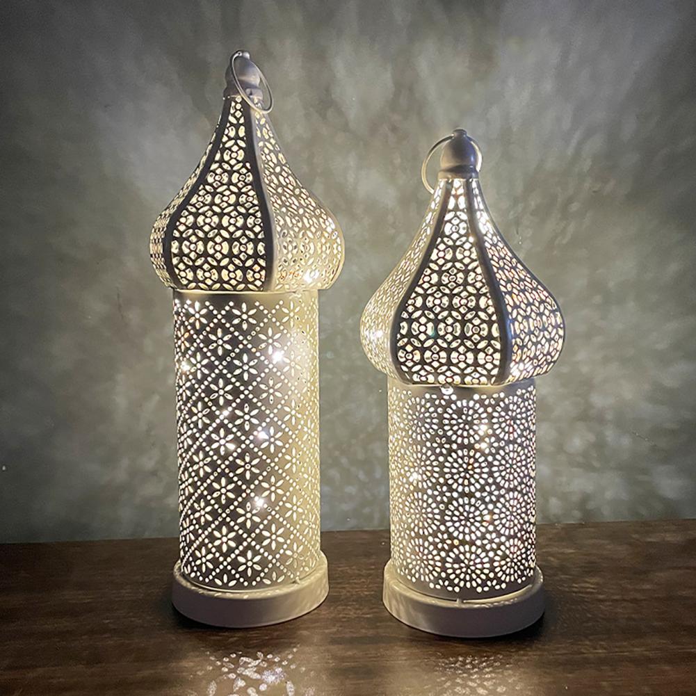 Neue marokkanische weiße hohle LED-Windlampe aus Schmiedeeisen, Laterne für Zuhause, Schlafzimmer, Wohnzimmer, Atmosphären, dekorative Lampe, Ornamente_voghion.com