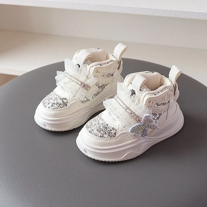 Adidași pentru fete 2025, la modă, cu platformă și fluturi strălucitori, confortabili, Happysteps Kids Sport_voghion.com