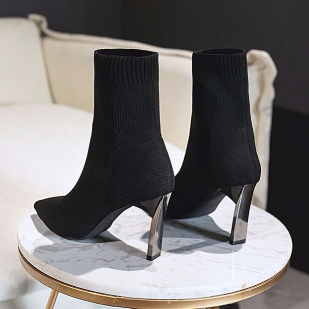 Stretchy Over The Knee Boots Pointed Toe Chunky Heel For Women_voghion.com