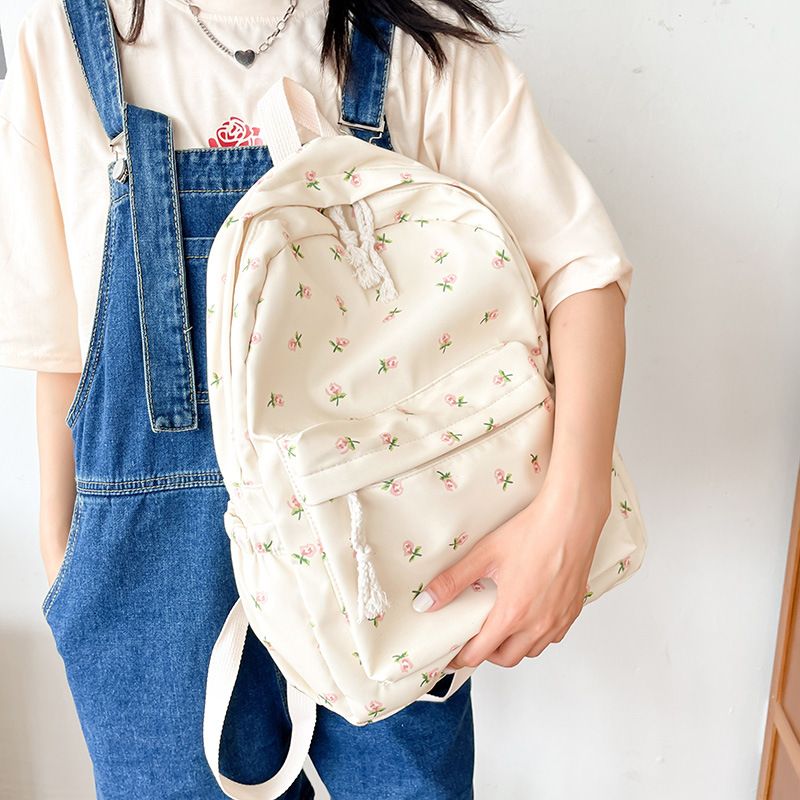 Schultasche weibliche kleine frische literarische Allgleiches Freizeit Blumenmädchen Student Rucksack_voghion.com