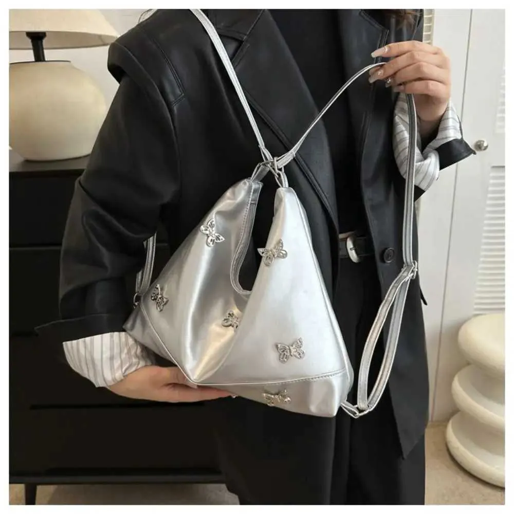 Sacs à bandoulière en cuir argenté de grande capacité pour femmes, style Y2K, mode coréenne, sac à bandoulière, sacs à main pour dames, C241104_voghion.com