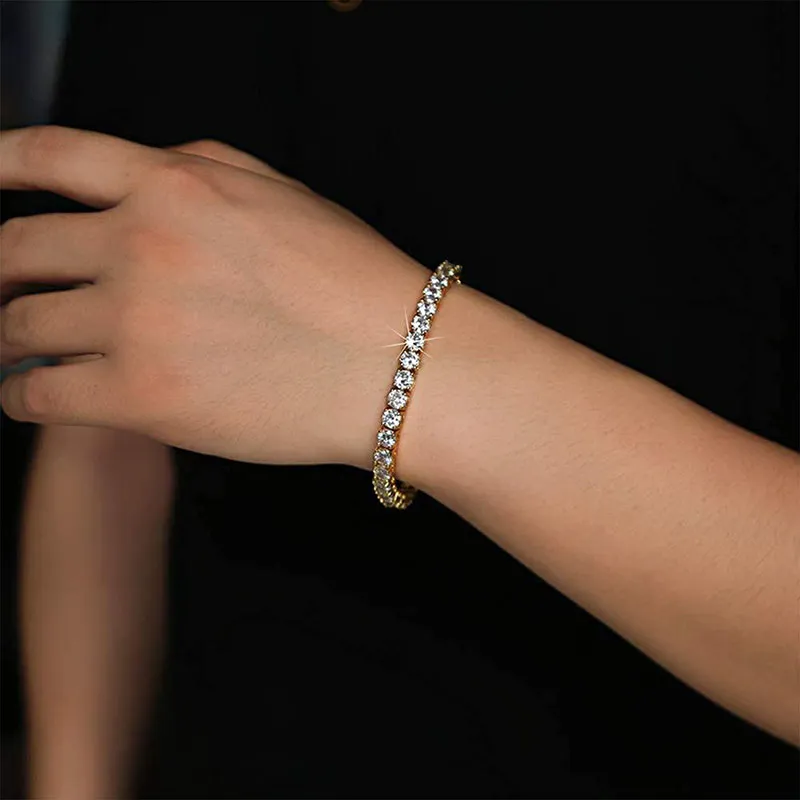 Hip Hop Iced Out Sier Moissanite Tenniskette Armband 3mm 4mm 5mm VVS Weiß Rund Dia Bg Schmuck Männer und Frauen_voghion.com