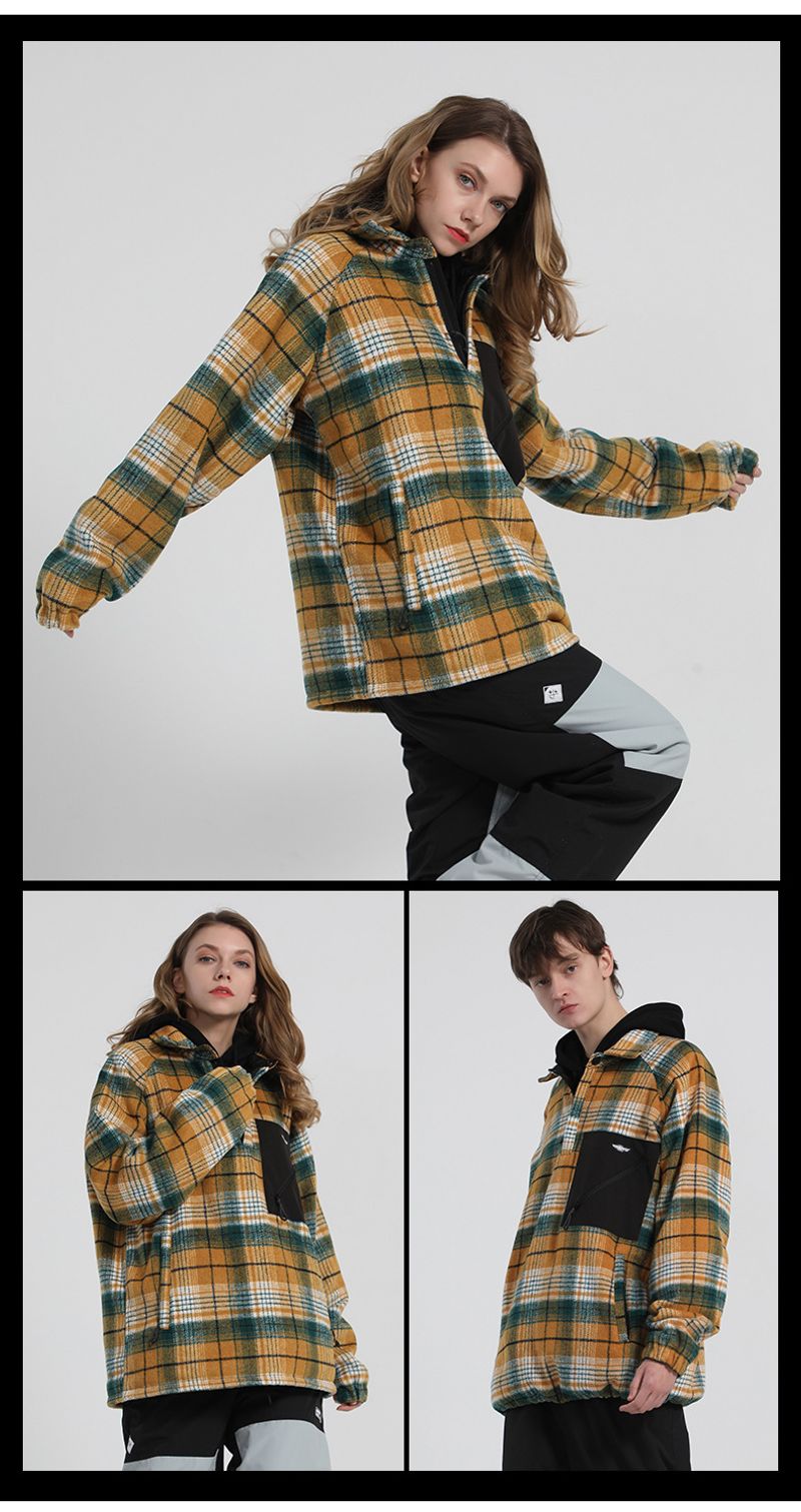 New winter wear men's snowboard double board warm plaid shirt women's ski hoodie couple_voghion.com