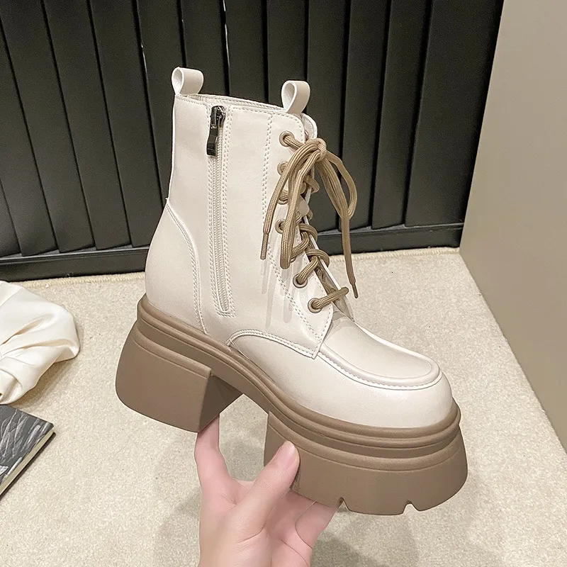 Black 2024 Autumn/Winter New British Style Thick Bottom Short Sweet Cool Motorcycle Martin Boots For Women_voghion.com