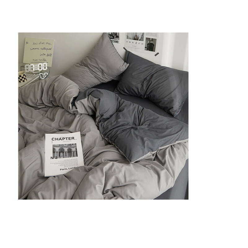 Solid Color Four Washed Cotton Duvet Cover, Bed Sheet, Skin-friendly Matte, Student Dormitory 3 Piece Set_voghion.com