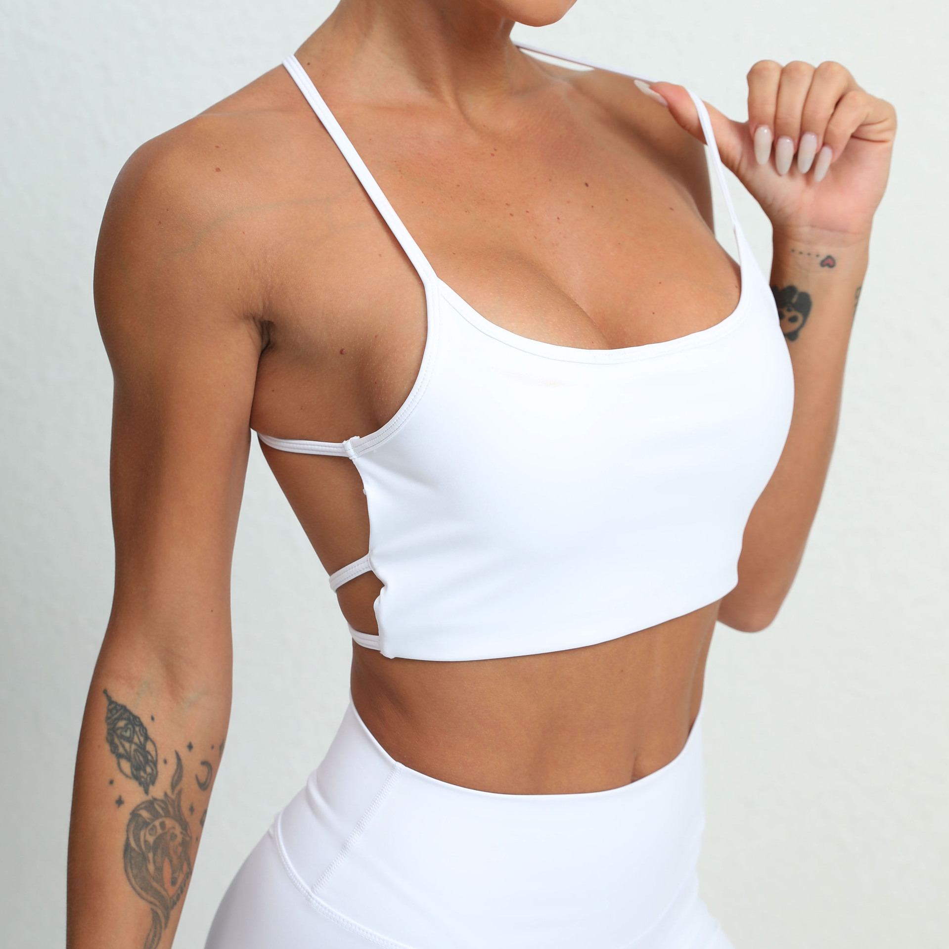 Quick drying, breathable, nude running sports bra, beautiful back, fitness top, yoga suit for women_voghion.com