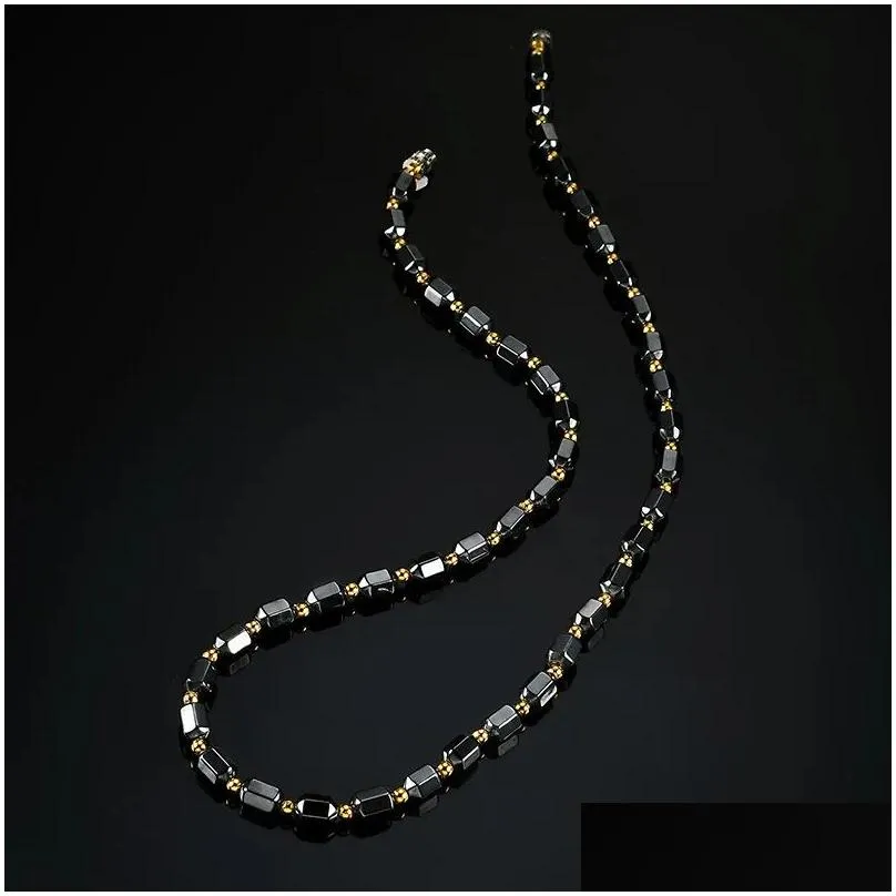 Ketten Frauen Schwarze Magnetische Halskette Perlen Hämatit Steintherapie Abnehmen Gesundheitspflege Für Männer ML Drop Lieferung Schmuck_voghion.com