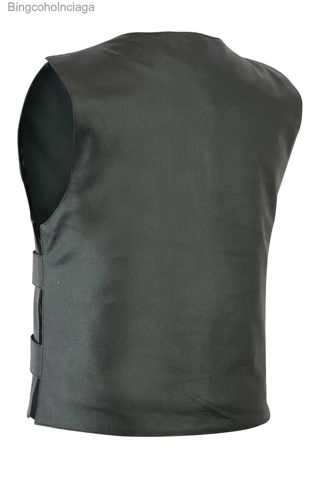 Men's Vests Men Bullet Proof Style Leather Motorcycle Vest for Bikers Tactical WaistcoatL231014_voghion.com